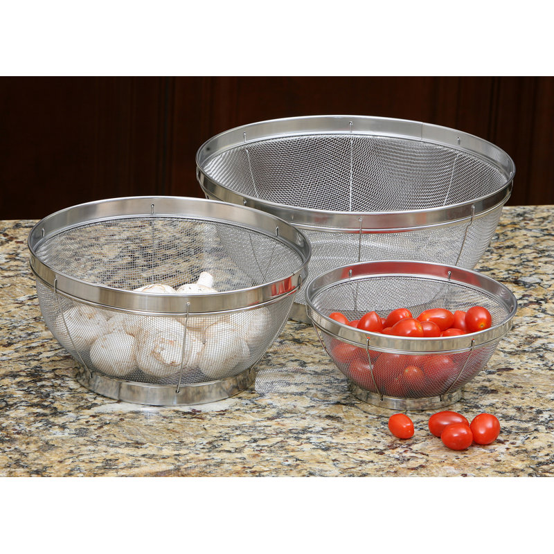 Cook Pro 3 Piece Stainless Steel Mesh Colander Set & Reviews Wayfair